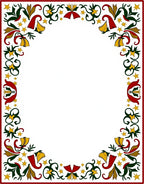 Crimson Green Gold Star Garland Frame Rug