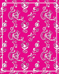 Fuchsia White Floral Swirl Art Rug