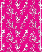 Fuchsia White Floral Swirl Art Rug