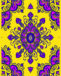 Vibrant Yellow Purple Symmetrical Floral Rug