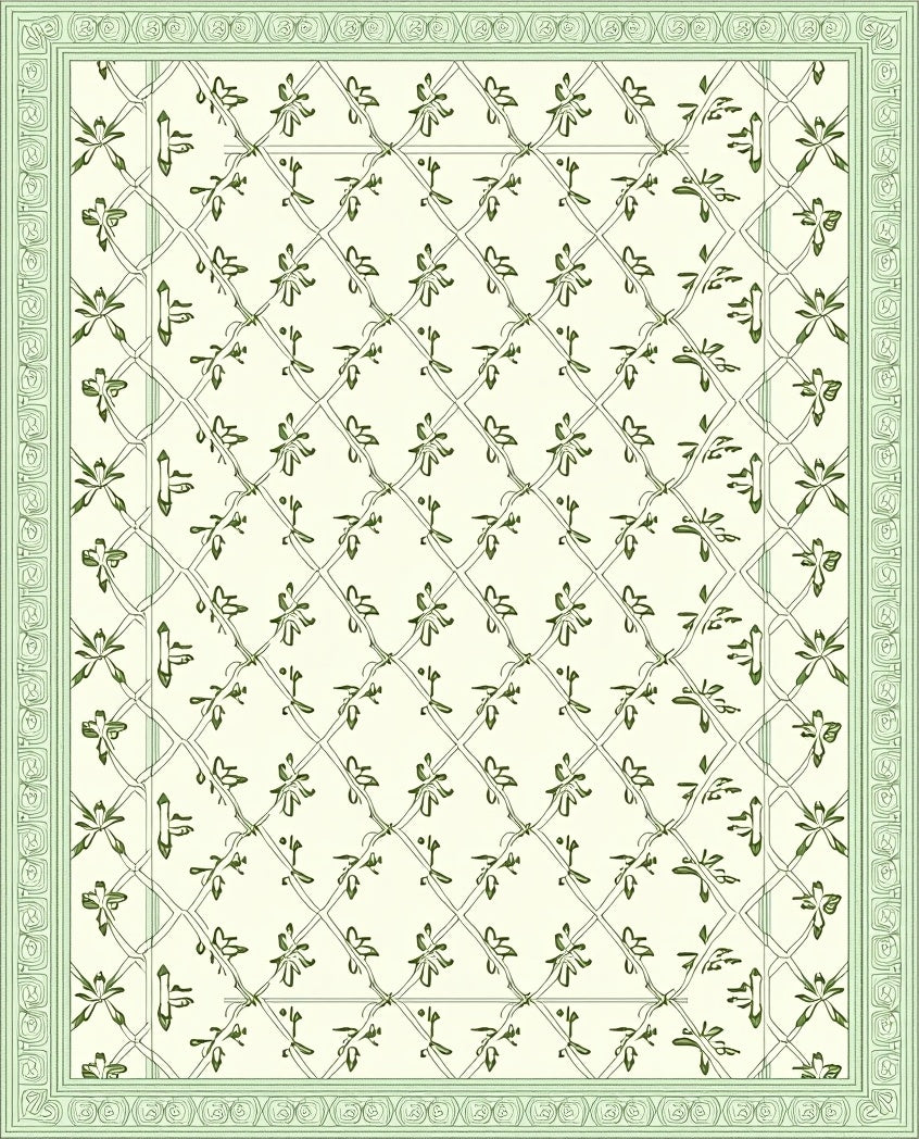 Light Green Vine Lattice Rug