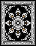 Black White Gold Floral Medallion Rug
