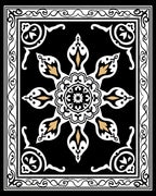 Black White Gold Floral Medallion Rug