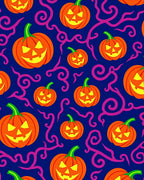 Orange Pumpkin Swirl Halloween Navy Rug