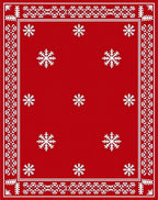 Festive Red Snowflake Border Rug