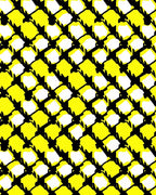 Vivid Yellow Black Abstract Grid Rug