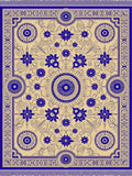 Royal Blue Floral Medallion Border Rug