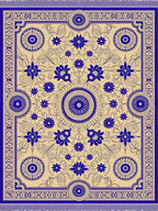Royal Blue Floral Medallion Border Rug