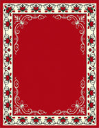 Crimson Ivory Floral Bordered Rug