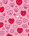 Playful Pink Heart Characters Collection Rug