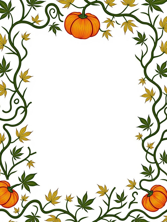 Autumn Harvest Pumpkin Vine Border Rug