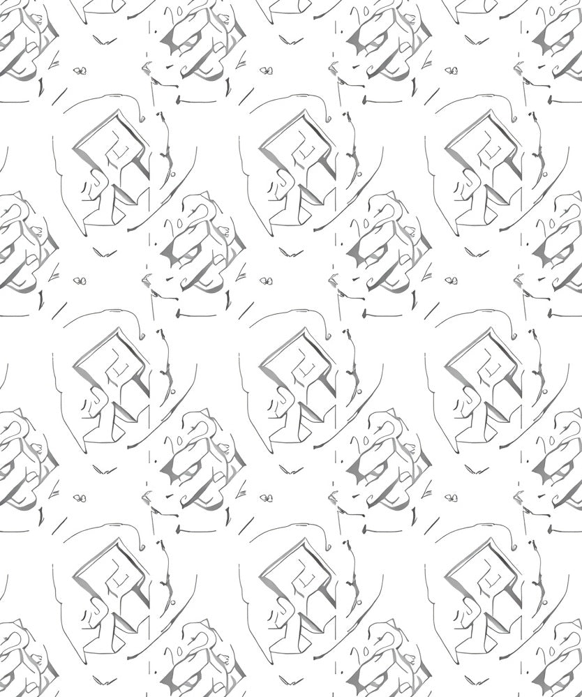 Angular Futuristic Face Outline Rug