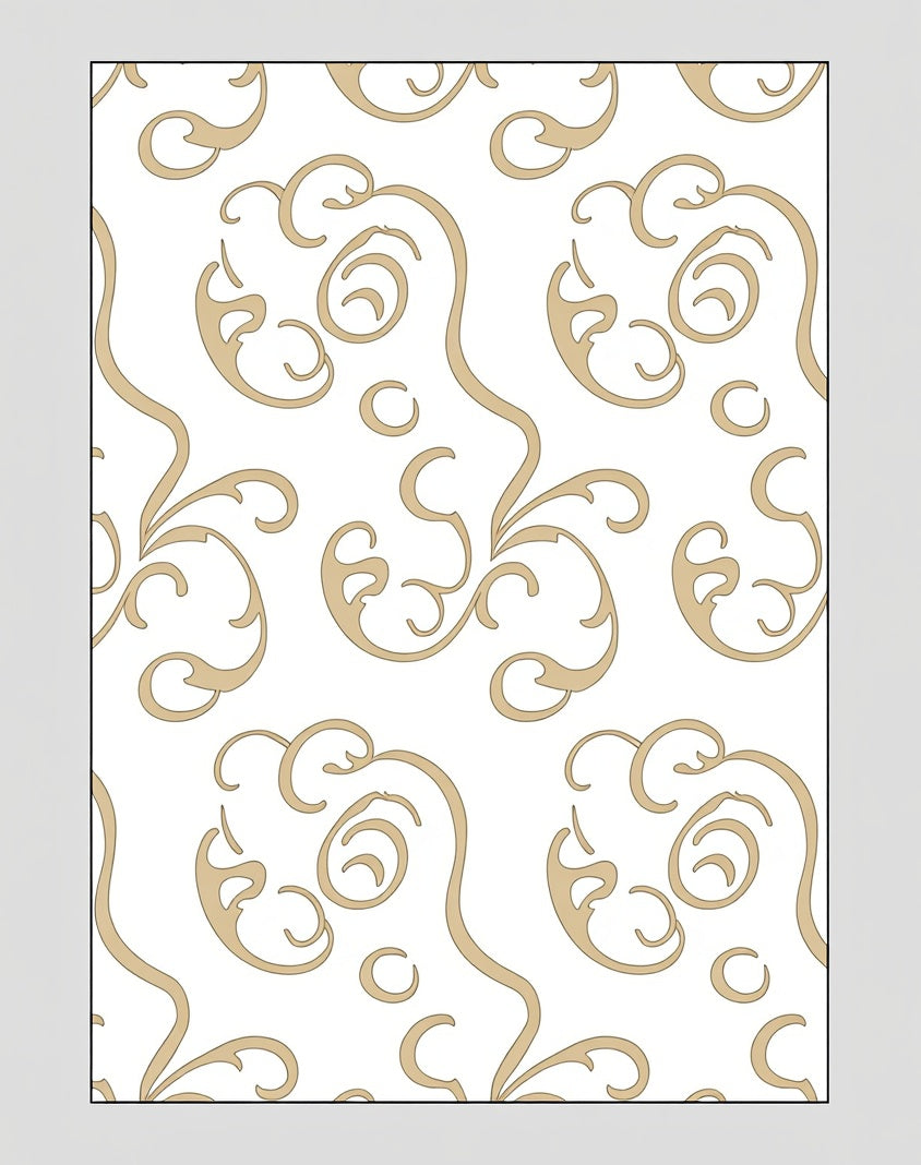 Golden Swirl Scrolling Flourish Rug