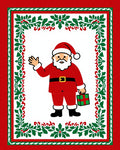 Festive Santa Claus Holly Border Rug
