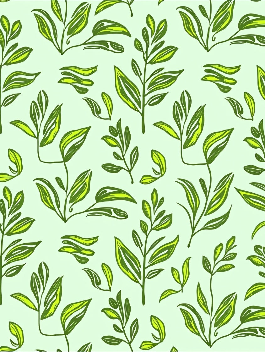 Vibrant Green Leafy Branch Pattern Rug