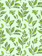 Vibrant Green Leafy Branch Pattern Rug