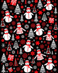 Red White Snowmen Christmas Trees Gifts Rug