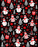 Red White Snowmen Christmas Trees Gifts Rug