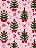 Green Christmas Trees Red Bow Snowflakes Rug