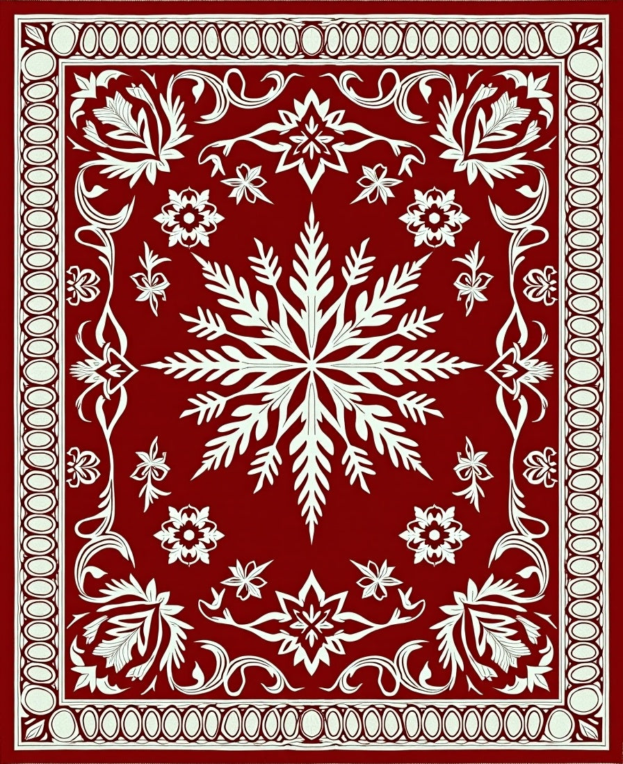 Crimson Ornate Floral Medallion Rug