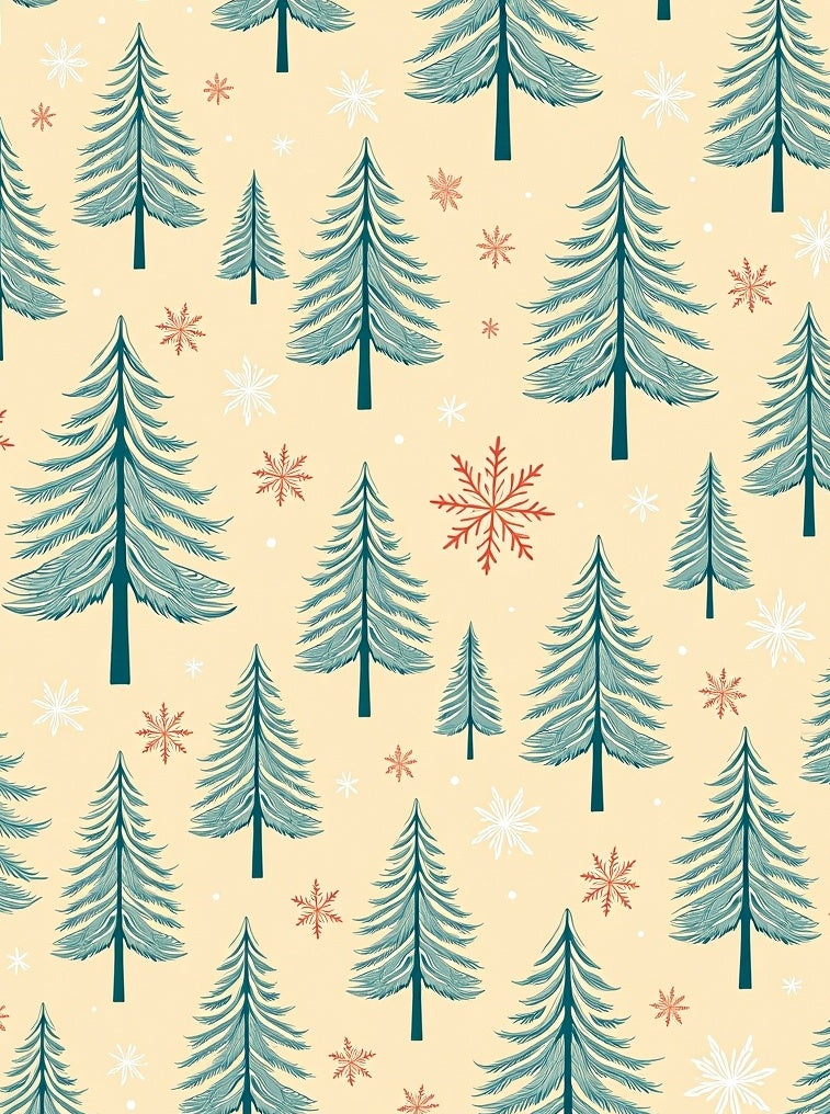 Teal Evergreen Snowflake Snowscape Rug