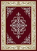 Burgundy Ivory Gold Damask Medallion Rug