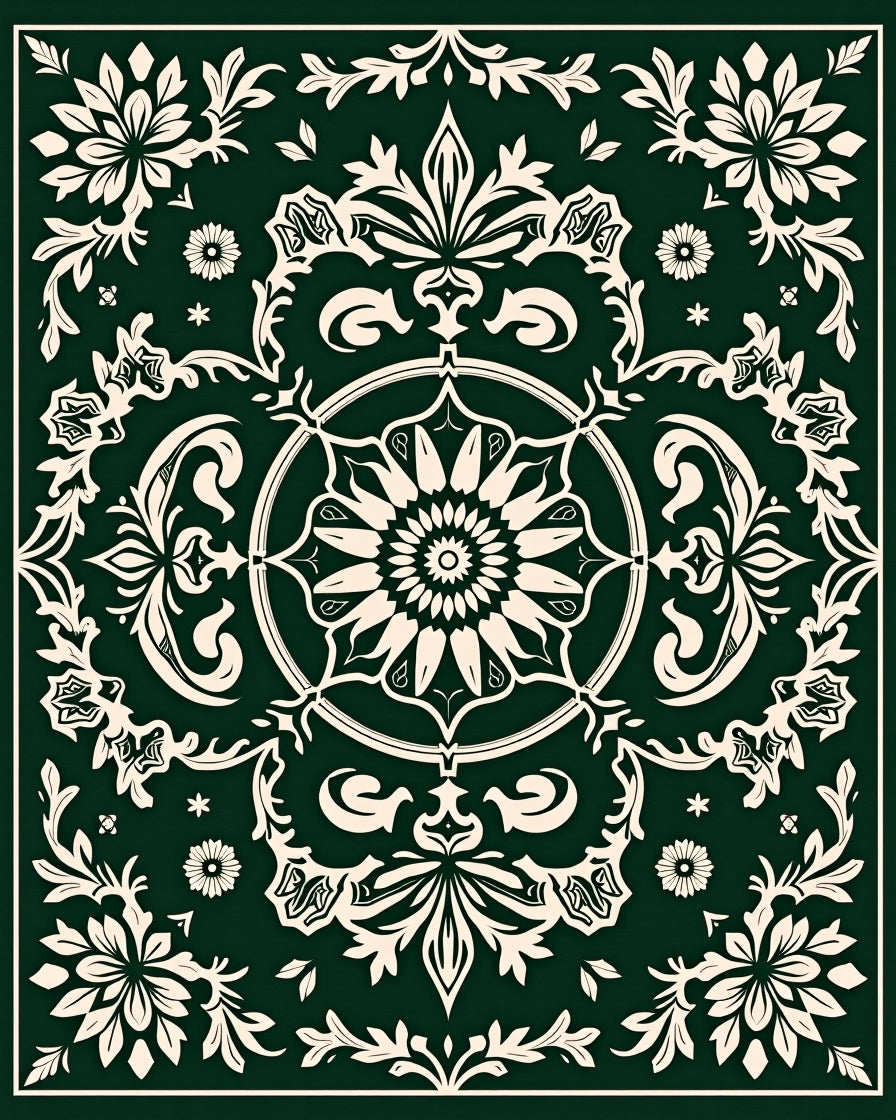 Emerald Garden Floral Medallion Rug