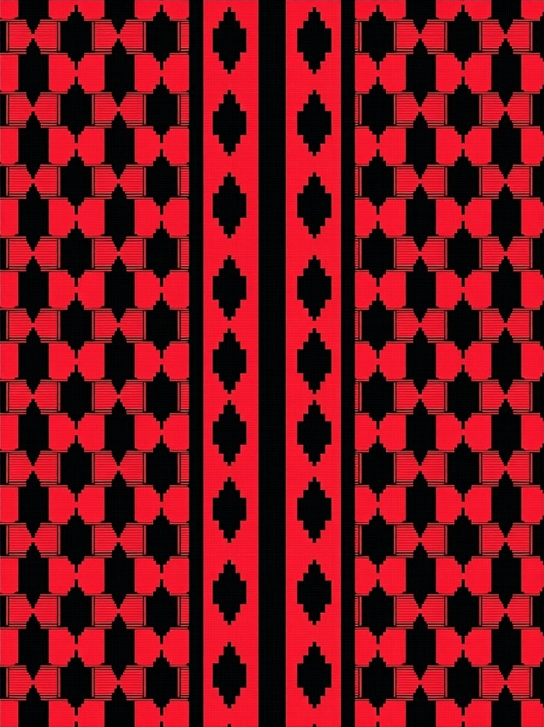 Geometric Diamond Stripe Red Rug