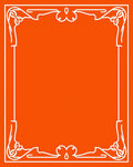 Vibrant Orange White Scroll Border Rug