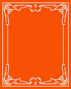 Vibrant Orange White Scroll Border Rug