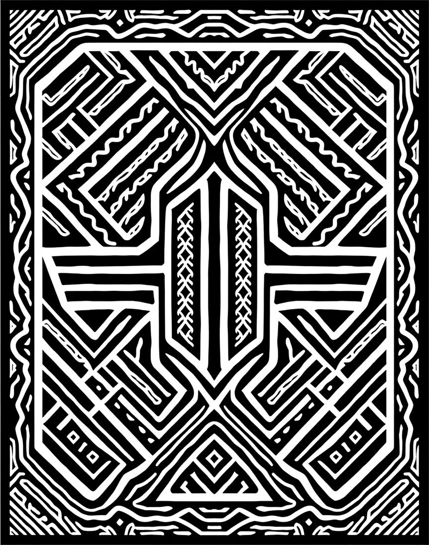 Bold Black White Linear Illusion Rug