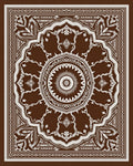 Rich Brown White Medallion Floral Rug