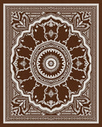 Rich Brown White Medallion Floral Rug