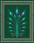Emerald Green Peacock Feather Bloom Rug