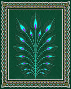 Emerald Green Peacock Feather Bloom Rug