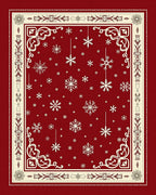 Crimson Snowflake Winter Border Rug