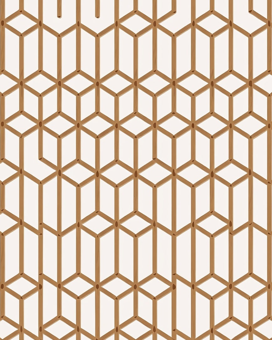Geometric Tan Lattice Illusion Rug