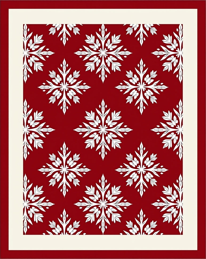Crimson Snowflakes Repeating Pattern Rug