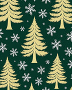 Golden Evergreen Snowflakes Festive Rug
