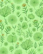 Delicate Green Botanical Nature Meadow Rug