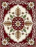 Crimson and Cream Botanical Floral Rug
