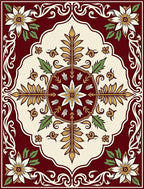 Crimson and Cream Botanical Floral Rug