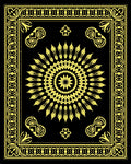 Bold Yellow Sunburst Mandala Border Rug