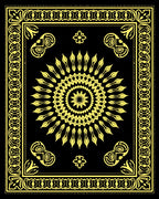 Bold Yellow Sunburst Mandala Border Rug