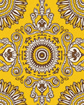 Golden Yellow Floral Medallion Symmetry Rug