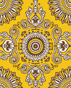 Golden Yellow Floral Medallion Symmetry Rug