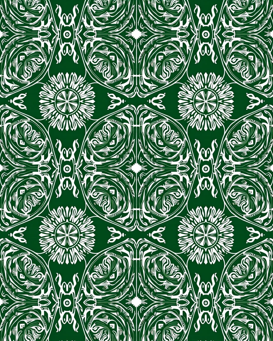 Emerald green ornate floral medallions Rug
