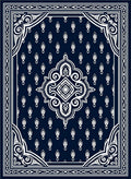Navy White Ornamental Medallion Rug