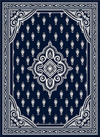 Navy White Ornamental Medallion Rug