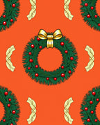 Christmas Wreath Golden Bow Garland Rug